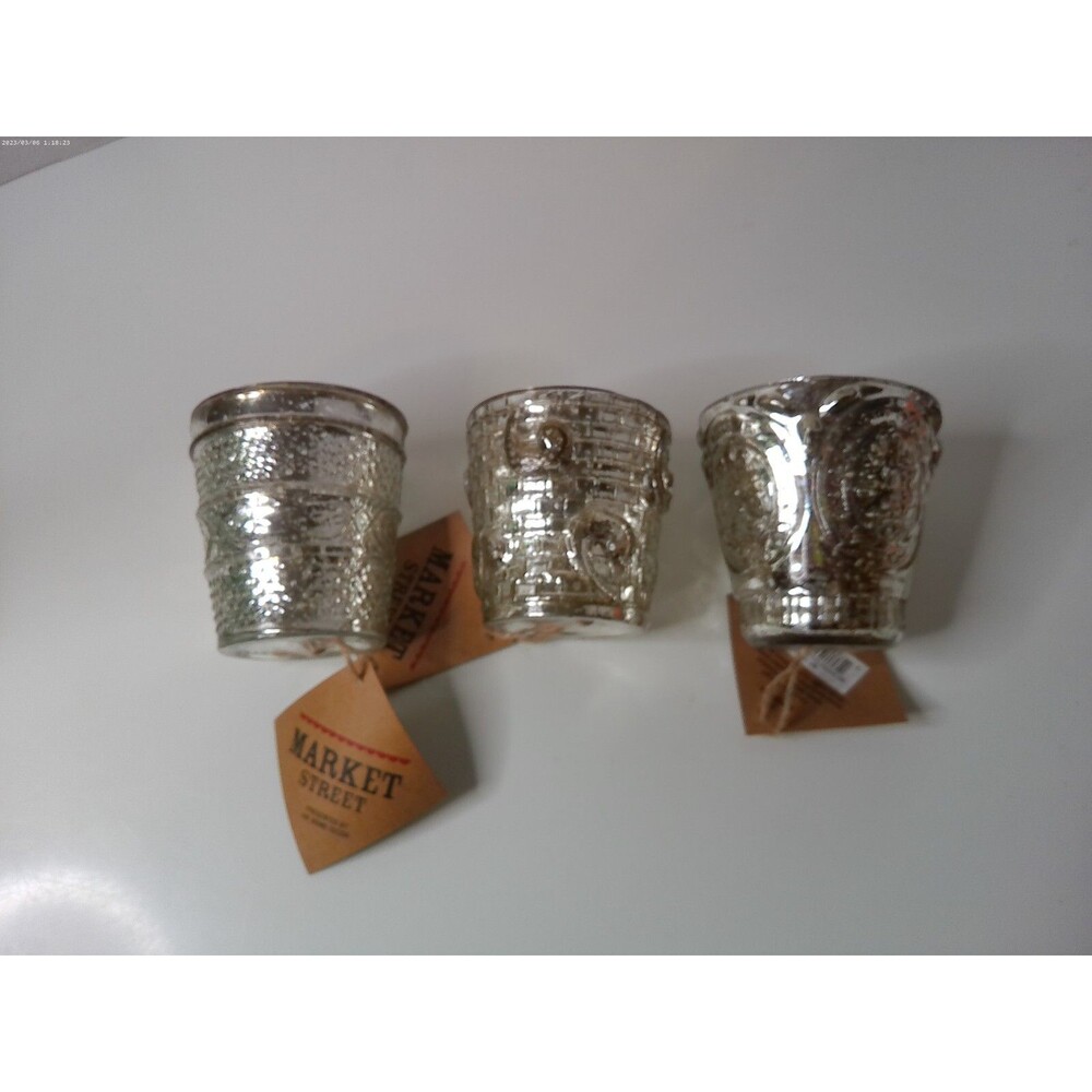 Lot of 3 glass votive holders